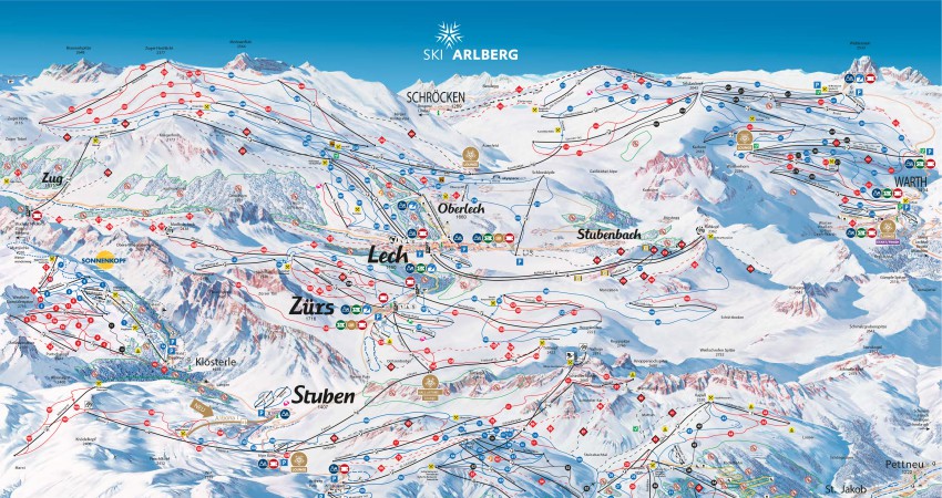 Pistekaart St. Anton am Arlberg en Lech